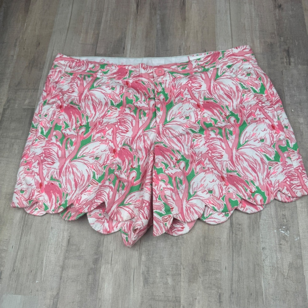 Lilly Pulitzer Women's Size 2 Buttercup Shorts Flamingo Print Pink Green